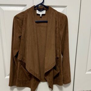cupcakes & cashmere Chocolate Brown Draped Blazer